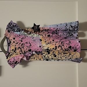 New girls size 3 rainbow splatter paint dress